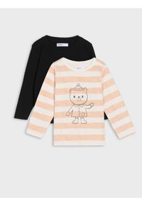 Sinsay - Koszulki z długimi rękawami 2 pack - kremowy. Kolor: kremowy. Długość rękawa: długi rękaw. Długość: długie #1