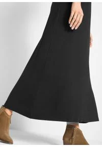 Długa sukienka ze stretchem, o linii litery A, rękawy 3/4 bonprix czarny. Kolor: czarny. Długość: maxi #3