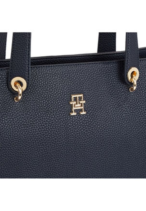 TOMMY HILFIGER - Tommy Hilfiger Torebka Emblem Shopper AW0AW15178 Granatowy. Kolor: niebieski. Materiał: skórzane