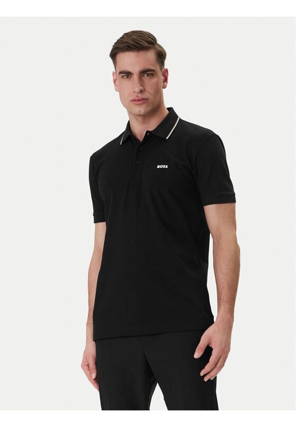 BOSS Polo Birdie Paule 50559365 Czarny Slim Fit. Typ kołnierza: polo. Kolor: czarny. Materiał: bawełna