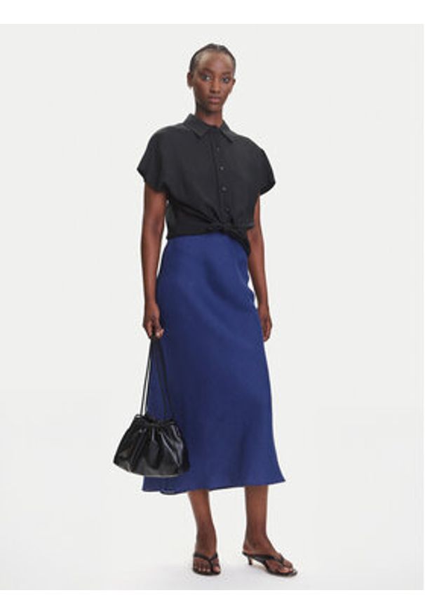 Marella Spódnica midi Desio 2515101032 Niebieski Regular Fit. Kolor: niebieski. Materiał: len