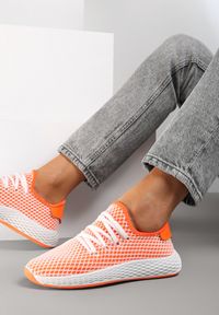 Born2be - Pomarańczowe Buty Sportowe Major-League. Okazja: na co dzień. Wysokość cholewki: przed kostkę. Kolor: pomarańczowy. Materiał: materiał. Szerokość cholewki: normalna. Wzór: aplikacja. Obcas: na płaskiej podeszwie #4