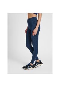 Damskie legginsy mid-rise Hummel Shaping. Kolor: niebieski. Materiał: dzianina, materiał