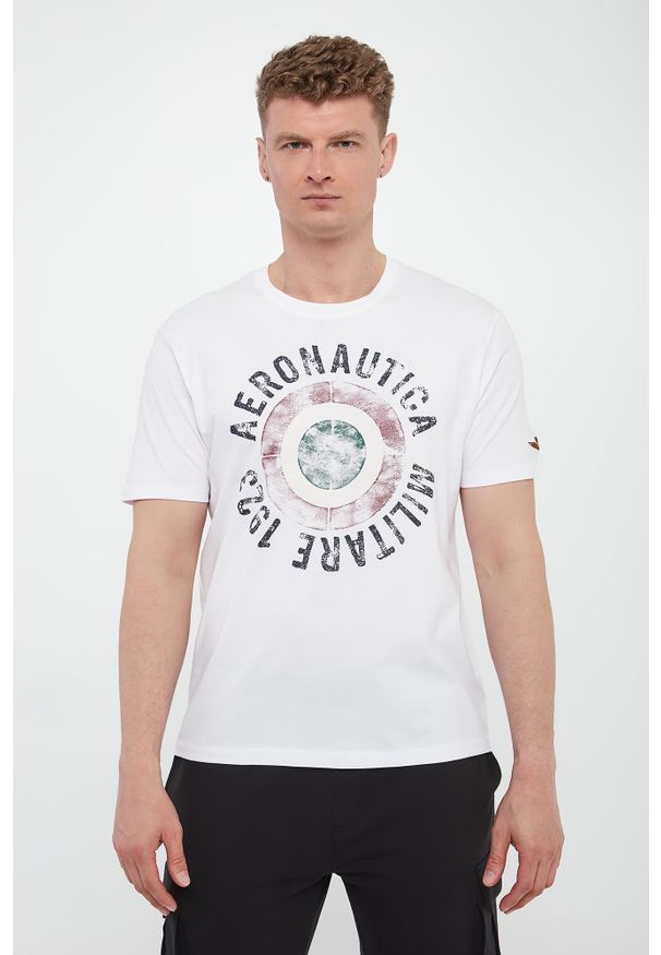 Aeronautica Militare - T-shirt męski z nadrukiem AERONAUTICA MILITARE. Wzór: nadruk