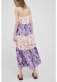 Desigual sukienka z domieszką lnu 22SWVW26 maxi rozkloszowana. Materiał: len. Długość rękawa: na ramiączkach. Długość: maxi #4