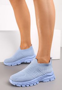 Renee - Niebieskie Sneakersy z Elastyczną Cholewką na Grubej Podeszwie Alamissa. Kolor: niebieski. Szerokość cholewki: normalna #5