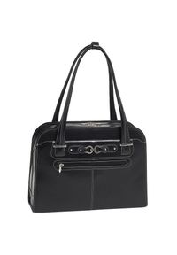 MCKLEIN - Skórzana torba damska na laptopa 15,4" Mcklein Oak Grove czarna. Kolor: czarny. Materiał: skórzane. Styl: casual, klasyczny, biznesowy. Rodzaj torebki: na ramię