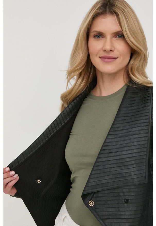 Marciano Guess kurtka skórzana damska kolor czarny przejściowa. Kolor: czarny. Materiał: skóra. Styl: klasyczny