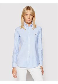 Polo Ralph Lauren Koszula Oxford 211664416 Błękitny Slim Fit. Typ kołnierza: polo. Kolor: niebieski. Materiał: bawełna