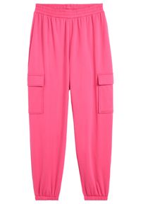 bonprix - Spodnie dziewczęce bojówki sportowe. Kolor: różowy. Styl: sportowy #1
