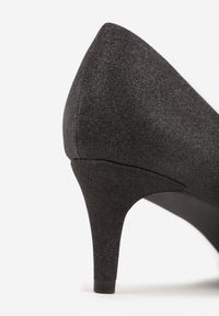 Renee - Czarne Brokatowe Czółenka na Szpilce Vices z Wkładką ze Skóry Naturalnej Editiria. Okazja: na co dzień, do pracy, na spotkanie biznesowe. Kolor: czarny. Materiał: skóra. Obcas: na szpilce. Styl: klasyczny, rockowy, casual, biznesowy, elegancki #7