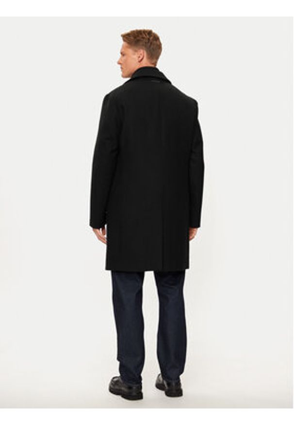 Calvin Klein Płaszcz wełniany K10K113270 Czarny Regular Fit. Kolor: czarny. Materiał: wełna, syntetyk
