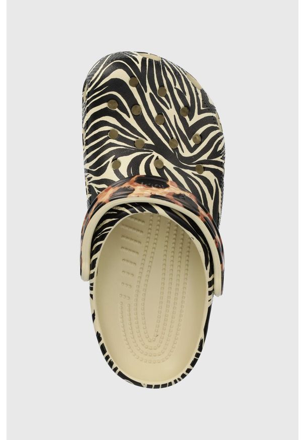 Crocs klapki damskie kolor beżowy. Nosek buta: okrągły. Kolor: beżowy. Materiał: materiał