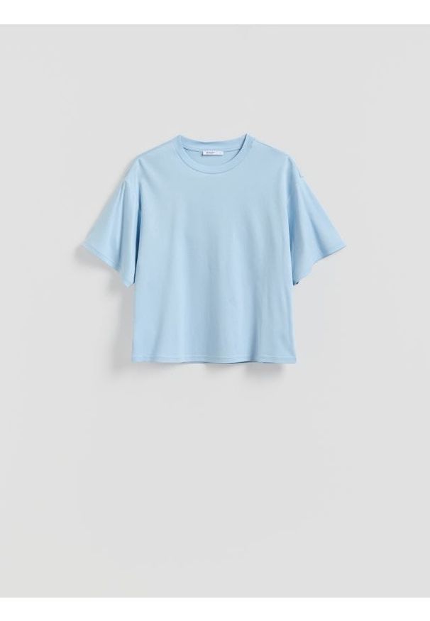 Reserved - T-shirt z modalem - jasnoniebieski. Kolor: niebieski. Materiał: bawełna