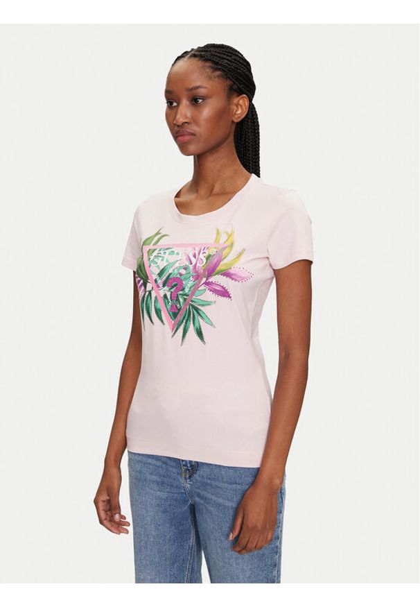 Guess T-Shirt 172941 Różowy Classic Fit. Kolor: różowy. Materiał: bawełna