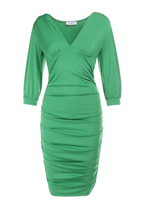 Born2be - Zielona Sukienka Hippeope. Typ kołnierza: dekolt w serek. Kolor: zielony. Materiał: dzianina, wiskoza. Długość: mini