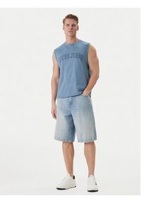 Guess Jeans Tank top M6GPB2 K8FQ4 Niebieski Regular Fit. Kolor: niebieski. Materiał: bawełna #3