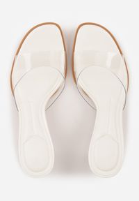 Born2be - Białe Klapki z Transparentną Cholewką na Niskiej Szpilce Yalindra. Okazja: na co dzień. Kolor: biały. Materiał: jeans. Sezon: lato. Styl: casual, elegancki #9