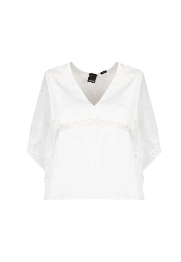 Pinko Top "Tama" | 100187 A0IF | Kobieta | Biały. Okazja: na co dzień. Kolor: biały. Materiał: jedwab, acetat. Długość: długie. Wzór: aplikacja, koronka. Styl: casual, elegancki