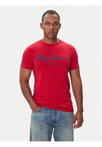 Pepe Jeans T-Shirt Original Stretch N PM5010132 Czerwony Regular Fit. Kolor: czerwony. Materiał: bawełna
