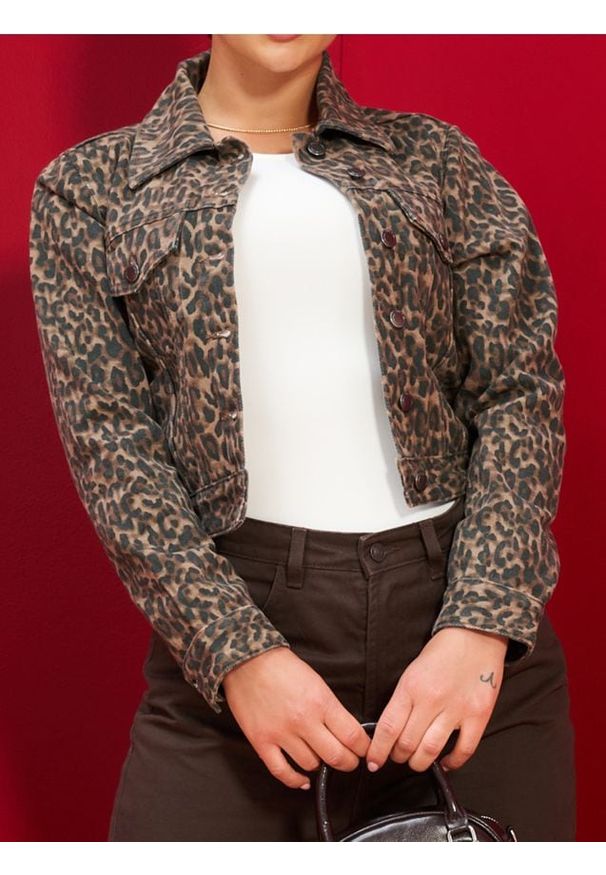 Sinsay - Katana jeansowa w panterkę - wielobarwny. Materiał: jeans. Wzór: motyw zwierzęcy