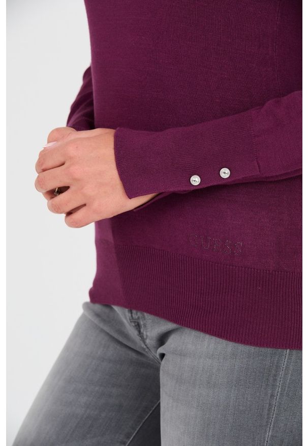 Guess - GUESS Bordowy damski cienki sweter, Rozmiar S. Kolor: czerwony