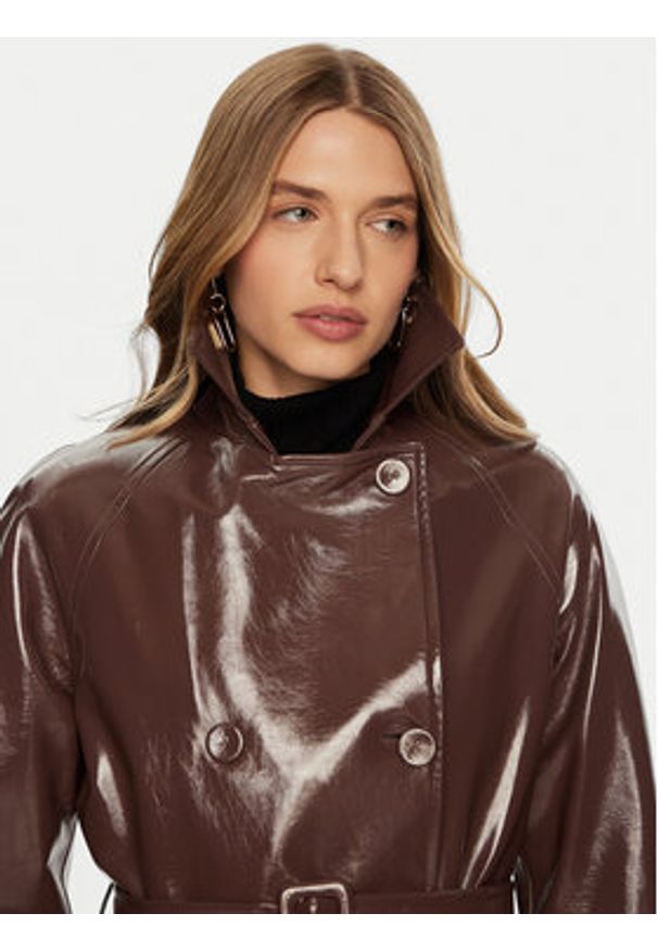 ACCESS FASHION Trencz 44-9009-361 Brązowy Regular Fit. Kolor: brązowy. Materiał: skóra