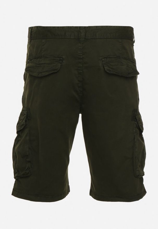 Born2be - Zielone Szorty Bawełniane w Stylu Cargo z Klapami na Kieszeniach Quoolia. Okazja: na co dzień. Kolor: zielony. Materiał: bawełna. Styl: casual
