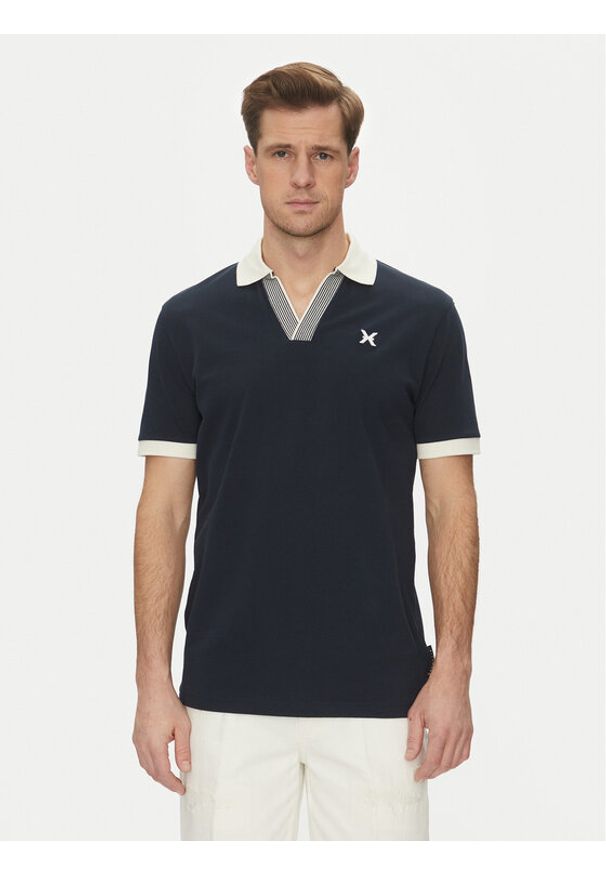 Richmond X Polo UMP25168PO Granatowy Regular Fit. Typ kołnierza: polo. Kolor: niebieski. Materiał: bawełna