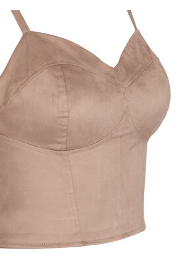 Guess Top W6RH03 WJ472 Beżowy Slim Fit. Kolor: beżowy. Materiał: syntetyk