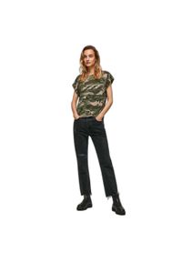 Koszulka damska Pepe Jeans Roigo. Kolor: wielokolorowy, zielony. Materiał: bawełna