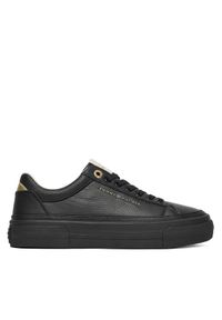 TOMMY HILFIGER - Tommy Hilfiger Sneakersy Th Platform Sneaker Tumbled Ltr FW0FW09018 Czarny. Kolor: czarny. Materiał: skóra. Obcas: na platformie #1