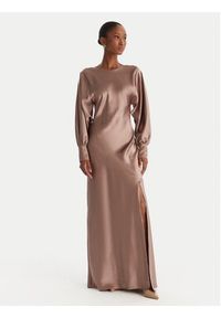 ACCESS FASHION Sukienka wieczorowa 54-3349-237 Szary Regular Fit. Kolor: beżowy. Materiał: syntetyk. Styl: wizytowy