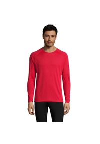 SOL'S - Męska Koszulka Sportowa Z Długim Rękawem. Kolor: czerwony. Długość rękawa: długi rękaw. Długość: długie. Sport: turystyka piesza #1