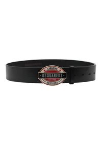 DSQUARED2 Czarny pasek męski ze skóry z owalną klamrą, Rozmiar 85. Kolor: czarny. Materiał: skóra #3