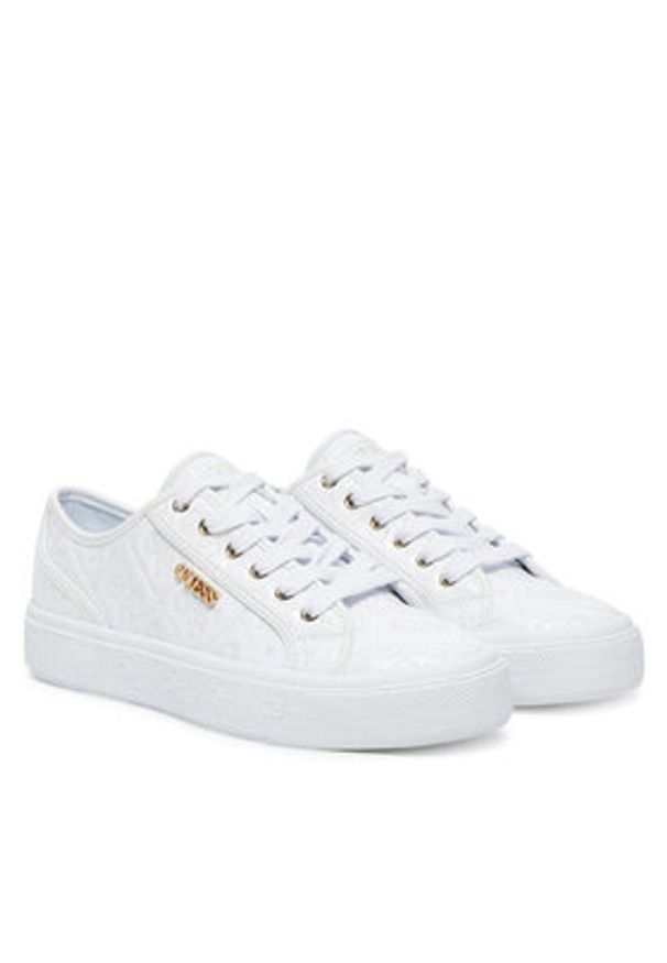 Guess Sneakersy FLTJLV FAL12 Biały. Kolor: biały. Materiał: skóra
