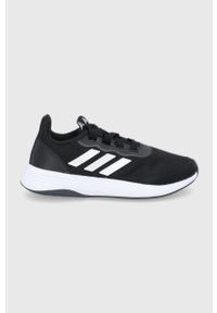 Adidas - adidas Buty kolor czarny. Okazja: na plażę. Nosek buta: okrągły. Zapięcie: sznurówki. Kolor: czarny. Materiał: materiał, guma. Model: Adidas Racer