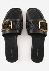 Born2be - Czarne Klapki Płaskie z Plecionką i Ozdobną Klamrą Sharvia. Okazja: na co dzień, do pracy, na spotkanie biznesowe. Kolor: czarny. Materiał: jeans, len. Sezon: lato. Styl: casual, biznesowy, elegancki #8