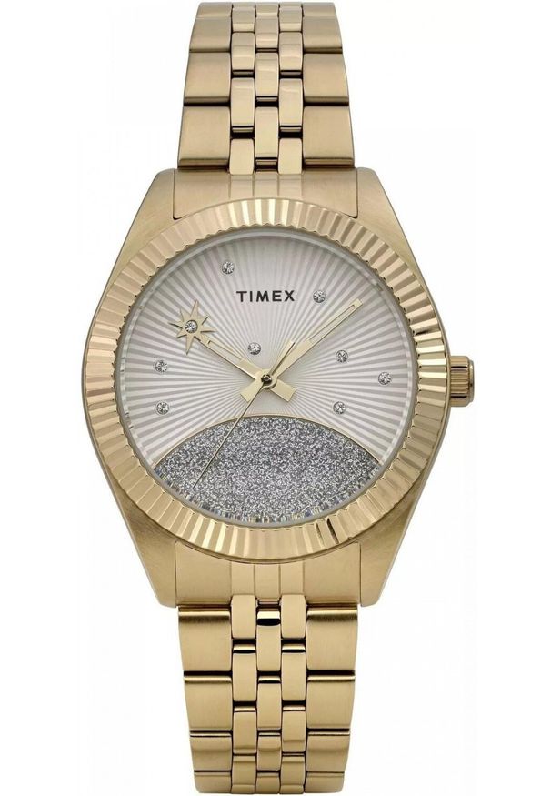Zegarek damski Timex TW2Y20300 CYRKONIE złoty. Kolor: złoty