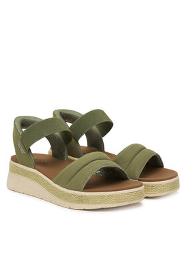 skechers - Skechers Sandały BOBS Sun Ray 114413/OLV Zielony. Kolor: zielony. Materiał: materiał