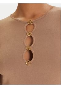 Karl Lagerfeld - KARL LAGERFELD Sukienka dzianinowa B1W13003 Beżowy Regular Fit. Typ kołnierza: dekolt w karo. Kolor: beżowy. Materiał: wiskoza #5