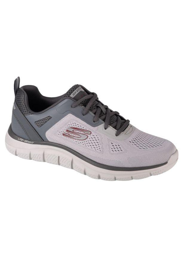 skechers - Buty do chodzenia męskie Skechers Track-broader. Zapięcie: sznurówki. Kolor: biały, wielokolorowy, szary. Materiał: guma, materiał, tkanina, syntetyk. Szerokość cholewki: normalna. Sport: turystyka piesza