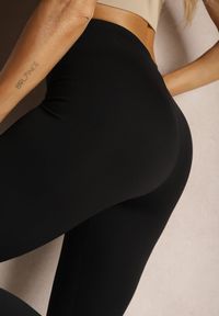 Renee - Czarne Legginsy High Waist z Gumką w Talii Ovolia. Stan: podwyższony. Kolor: czarny. Materiał: materiał. Długość: długie. Styl: elegancki, wizytowy