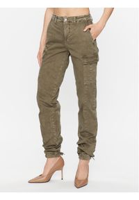Guess Spodnie materiałowe W3YB20 WEDY4 Khaki Loose Fit. Kolor: brązowy. Materiał: materiał, bawełna