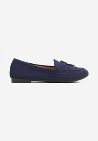 Renee - Granatowe Mokasyny Ozdobione Metalowymi Aplikacjami Eunilla. Okazja: na co dzień. Kolor: niebieski. Materiał: jeans. Wzór: aplikacja. Styl: elegancki, klasyczny, casual #2
