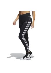 Adidas - Legginsy adidas Originals Adicolor Classics 3-Stripes Tights HD2350 - czarne. Okazja: do domu, na spacer. Stan: podwyższony. Kolor: czarny. Materiał: bawełna, elastan, materiał. Wzór: aplikacja. Styl: sportowy. Sport: turystyka piesza, fitness