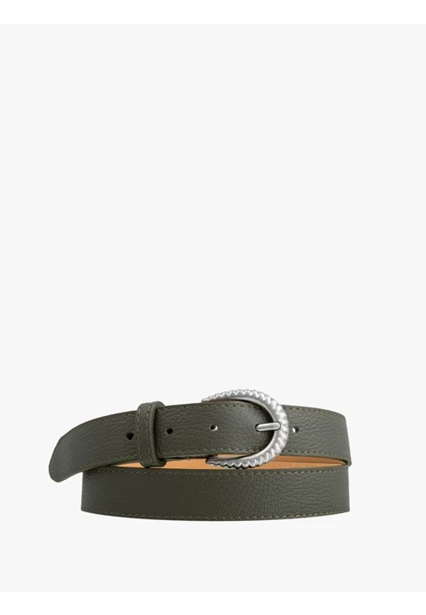 Ryłko - Oliwkowy pasek ze skóry licowej. Kolor: oliwkowy. Materiał: skóra