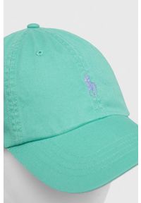 Polo Ralph Lauren czapka z daszkiem bawełniana kolor zielony gładka. Kolor: zielony. Materiał: bawełna. Wzór: gładki #4