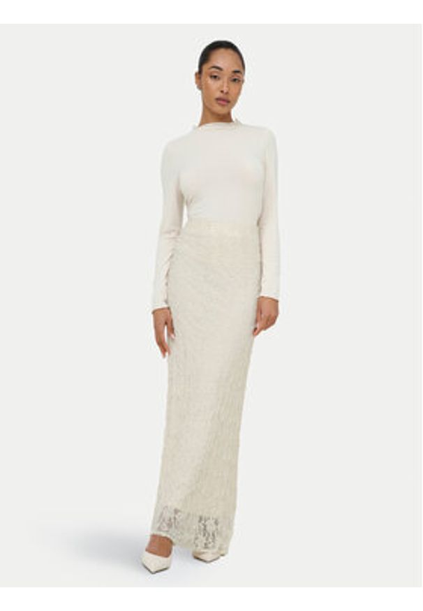 only - ONLY Spódnica maxi Albina 15372797 Beżowy jasny Slim Fit. Kolor: beżowy. Materiał: syntetyk