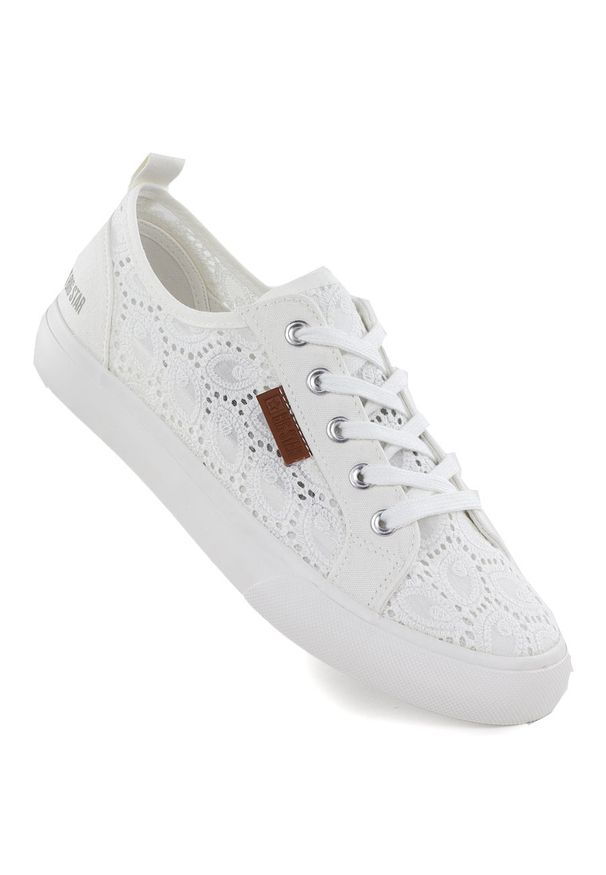 Big-Star - Białe tenisówki koronkowe Big Star W274925. Kolor: biały. Materiał: materiał. Szerokość cholewki: normalna